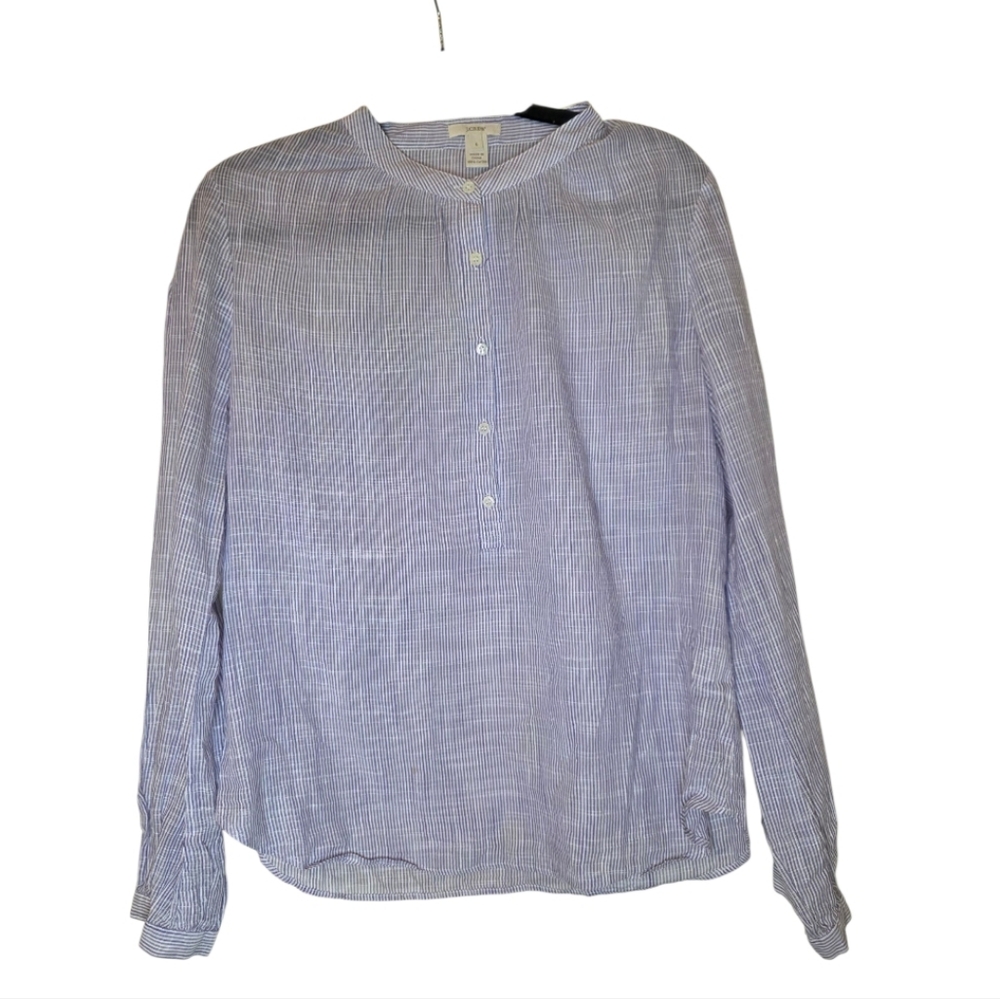 J. CREW Lavender White Stripe Popover Shirt - Size 6 - Picture 1 of 9